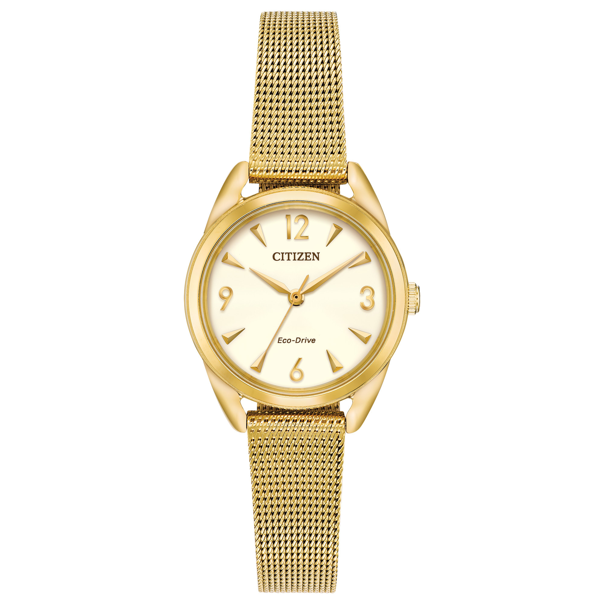Citizen Eco-Drive Ladies Gold Plated Mesh Bracelet Watch