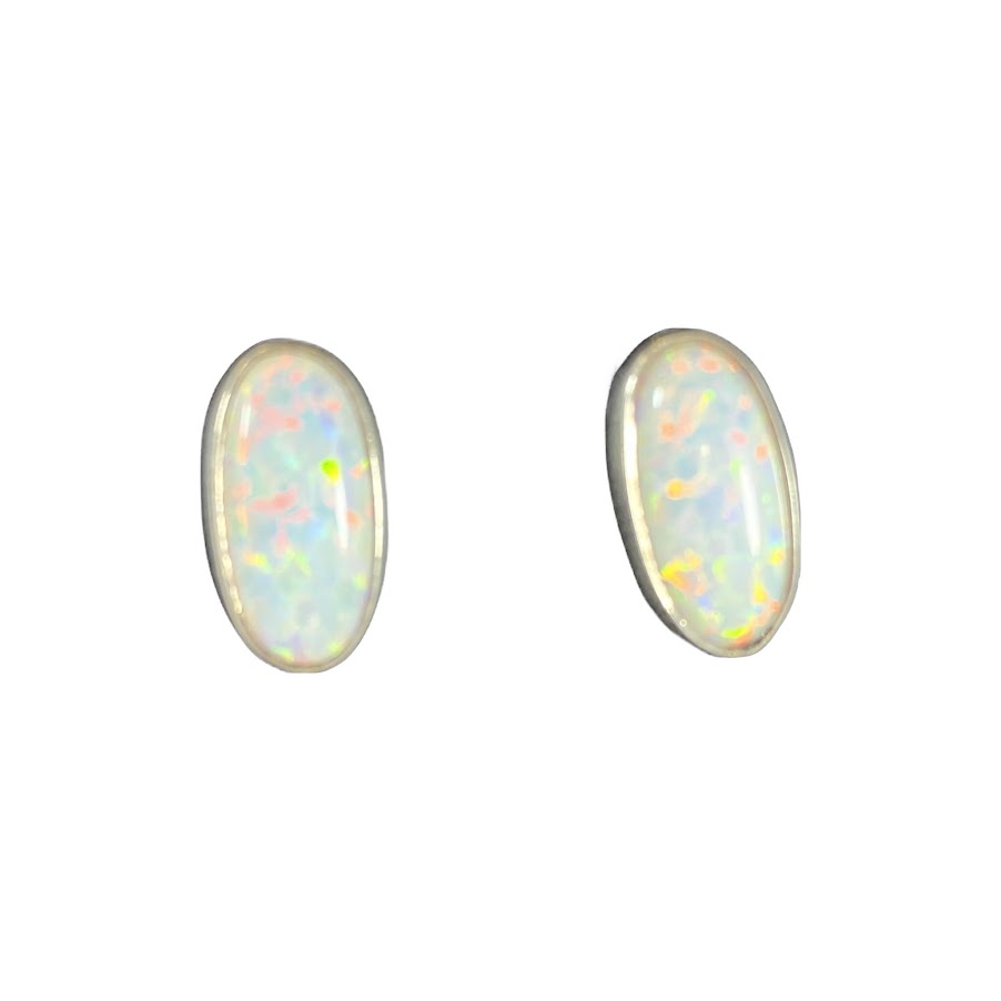 Impressive Synthetic Opal Drop Silver Earrings